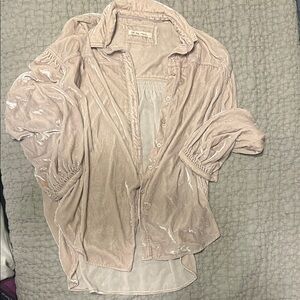 Free People Blush colored velvet poet shirt size S